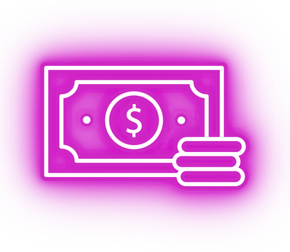 Neon pink money icon